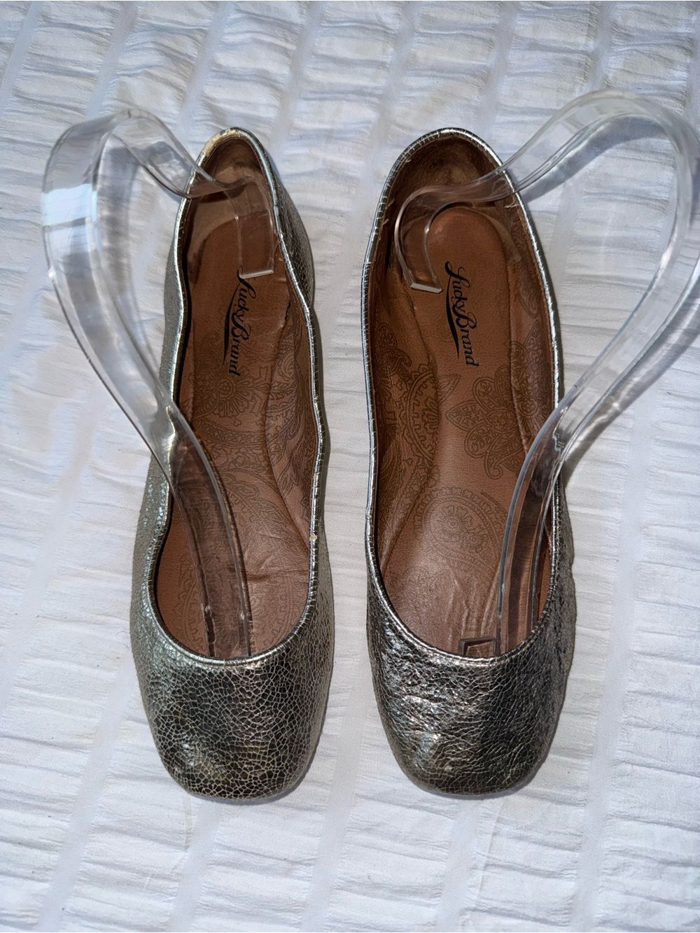 Lucky Brand Flats Women’s 7 Textured Metallic Copper Gold Ballet !